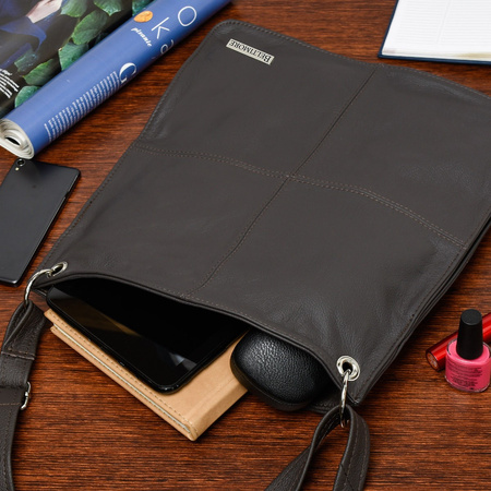 Torebka Skórzana Duża Damska A4 Brązowa Beltimore 972 : Kolory - Brązowy, Beżowy