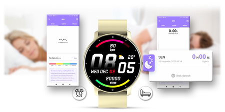 Smartwatch Damski Gravity GT1-6 Beżowy pasek SPORT KROKI PULS