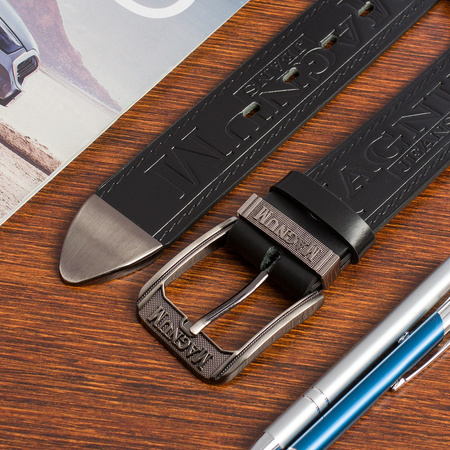 Pasek Męski Skórzany Premium Szeroki 4Cm Klasyczny Czarny Beltimore Jeans E04 : Kolory - Czarny, Rozmiar Pasków - R.105-120 Cm