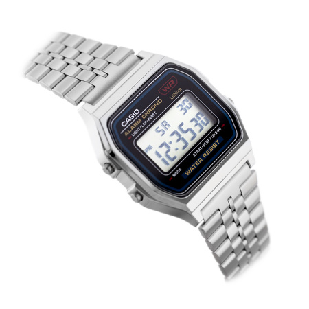 ZEGAREK MĘSKI CASIO A159W-N1DF - KLASYKA Cyfrowy srebrna bransoleta + BOX