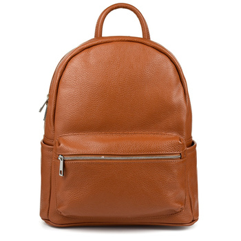 Włoski Plecak Skórzany A4 Damski Miękka Skóra P16 : Kolory - Brązowy, Beżowy