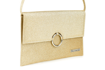 Złota Brokatowa Oryginalna Damska Torebka Kopertówka Na Pasku Usztywniana W63 : Kolory - Żółty, Złoty