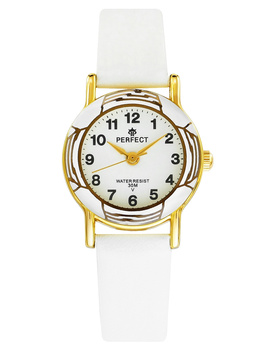 Zegarek Dziecięcy Komunijny Perfect  L248-4 Biały pasek skórzany