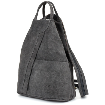 Szary Vera Pelle Włoski Plecak Skórzany Damski Mały T53 : Kolory - Szary, Srebrny