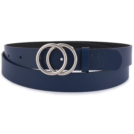 Skórzany Pasek Damski Do Spodni Sukienki Koła Klasyczny Granatowy Beltimore B04 : Kolory - Granatowy, Rozmiar Pasków - R.90-105 Cm
