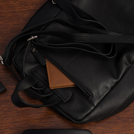 Plecak skórzany damski czarny Miejski Elegancki Duży A4 Czarny Beltimore P17