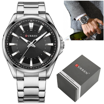 ZEGAREK MĘSKI CURREN 8424 Srebrna bransoleta + BOX