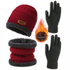 MĘSKA CZAPKA ZIMOWA KOMIN RĘKAWICZKI KOMPLET 3W1 CZERWONY PREZENT DLA NIEGO