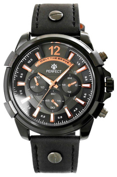 Zegarek Męski Perfect W290-1 Czarny pasek skórzany