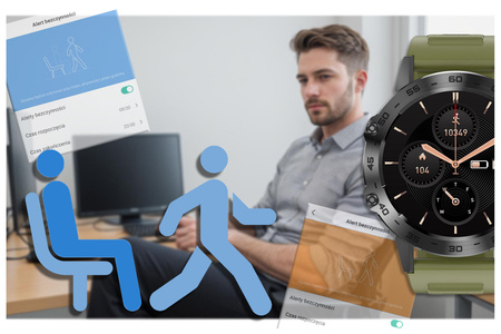SMARTWATCH MĘSKI ZIELONY PASEK WYKONYWANIE POŁĄCZEŃ CIŚNIENIOMIERZ GRAVITY GT9-12 