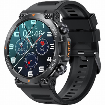 SMARTWATCH MĘSKI GRAVITY GT7-1 PRO - WYKONYWANIE POŁĄCZEŃ, PULSOKSYMETR SPORT Czarny pasek