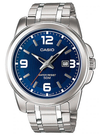 ZEGAREK MĘSKI CASIO MTP-1314D 2AV Srebrna bransoleta + BOX