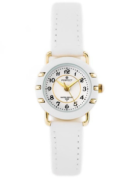 ZEGAREK DZIECIĘCY PERFECT LP033-03 - KOMUNIJNY Biały pasek skórzany + BOX