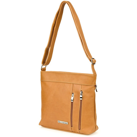 Torebka Skórzana Camelowa Listonoszka Damska Beltiomore  X95 : Kolory - Brązowy, Beżowy