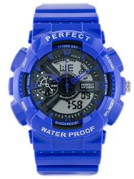 ZEGAREK MĘSKI PERFECT SHOCK Chłopięcy Niebieski pasek Cyfrowy