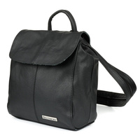 Czarny Beltimore Plecak Skórzany Damski Z Klapą Solidny S41 : Kolory - Czarny