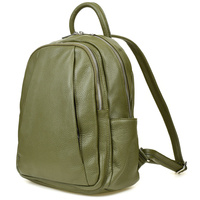 Włoski Plecak Skórzany A4 Damski Dużo Kieszeni Oliwkowy C79 : Kolory - Zielony