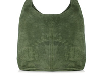 Włoska Torebka Worek Skórzana Zamsz Naturalny Ciemnozielona U35 : Kolory - Zielony