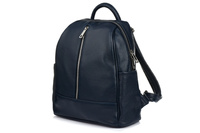 Granatowy Włoski Plecak Skórzany A4 Damski Pojemny Solidny C78 : Kolory - Granatowy