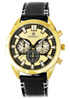 Zegarek Męski PERFECT W288-8 Czarny pasek skórzany PREZENT DLA MĘŻA TATY SYNA