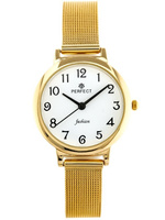 ZEGAREK DAMSKI PERFECT F103-2 na bransolecie złoty Biała tarcza