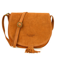 Camel Torebka Podkówka Listonoszka Damska Skóra Włoska Miękka B66 : Kolory - Brązowy, Beżowy