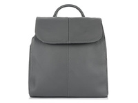 Plecak Skórzany Damski Polski Mały B5 Z Klapą Szary : Kolory - Szary, Srebrny