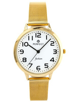 ZEGAREK DAMSKI PERFECT F102-2 Fashion złota bransoleta mesh siatkowa + BOX