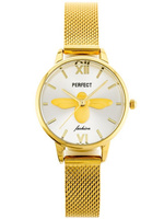 ZEGAREK DAMSKI PERFECT S639 - WAŻKA Złota bransoleta siatka + BOX