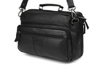 Torba męska skórzana czarna Pozioma Trzykomorowa do pracy Beltimore Q69