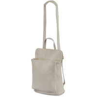 Skórzany Plecak Damski Torba 2W1 Elegancki A4 Włoski Pojemny Jasno-Szary Vera Pelle S40 : Kolory - Szary, Srebrny