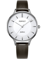 ZEGAREK DAMSKI PERFECT E353-01 Szary pasek skórzany + BOX