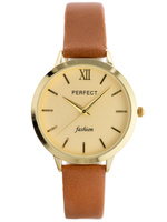 ZEGAREK DAMSKI PERFECT L202-11 Brązowy pasek skórzany + BOX