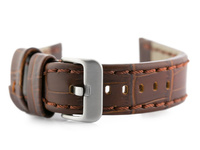 Pasek skórzany do zegarka W49 - ciemny brąz - 20mm