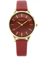 ZEGAREK DAMSKI PERFECT E359-06 Czerwony pasek skórzany + BOX