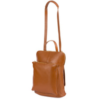 Skórzany Plecak Damski Torba 2W1 Elegancki A4 Włoski Pojemny Camel Vera Pelle S40 : Kolory - Brązowy, Beżowy