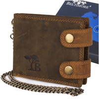 Męski Portfel Skórzany Brązowy Nubuk Skóra Z Łańcuchem Poziomy Beltimore R80 : Kolory - Brązowy, Beżowy