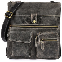 Czarna Skórzana Torba Męska Na Ramię Vintage Raportówka Beltimore M05