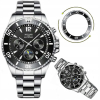 Zegarek męski NOTIONR Srebrna bransoleta Czarna tarcza Datownik