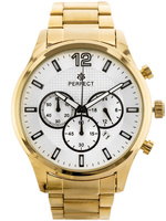 ZEGAREK MĘSKI PERFECT CH01M - CHRONOGRAF Złota bransoleta Srebrna tarcza + BOX