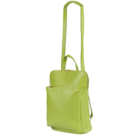 Skórzany Plecak Damski Torba 2W1 Elegancki A4 Włoski Pojemny Limonkowy Vera Pelle S40 : Kolory - Zielony