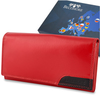 Damski Skórzany Portfel Duży Poziomy Retro Rfid Czerwony Beltimore 040 : Kolory - Czerwony