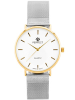 ZEGAREK DAMSKI PERFECT B7304 Srebrna bransoleta mesh siatka + BOX
