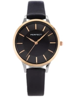 ZEGAREK DAMSKI PERFECT E359-08 Czarny pasek skórzany + BOX