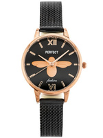 ZEGAREK DAMSKI PERFECT S639 - WAŻKA Czarna bransoleta czarna tarcza Classic + BOX