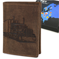 Portfel Skórzany Męski Brązowy Nubuk Skóra Ciężarówka Tir Rfid Beltimore R89 : Kolory - Brązowy, Beżowy
