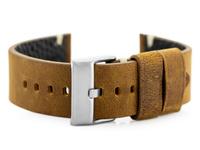 Pasek skórzany do zegarka W93 - brąz/biała - 22mm