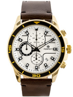 ZEGAREK MĘSKI PERFECT CH02L - CHRONOGRAF Brązowy pasek skórzany + BOX
