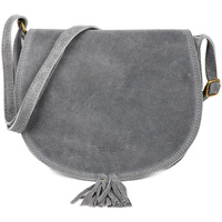 Szara Torebka Podkówka Listonoszka Damska Skóra Włoska Miękka B66 : Kolory - Szary, Srebrny