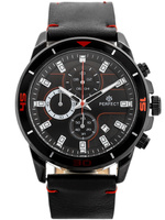 ZEGAREK MĘSKI PERFECT CH02L - CHRONOGRAF Czarny pasek skórzany + BOX